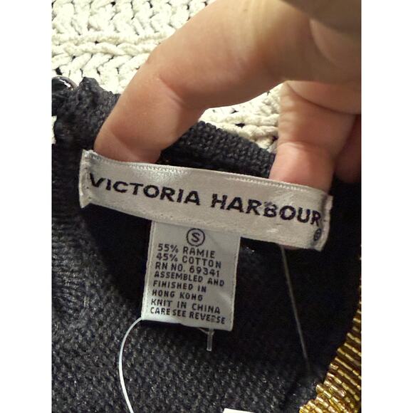 NWT VTG Victoria Harbour Paisley Sequin Beaded Sweater 90s Womens Sz Small Black - Picture 8 of 9